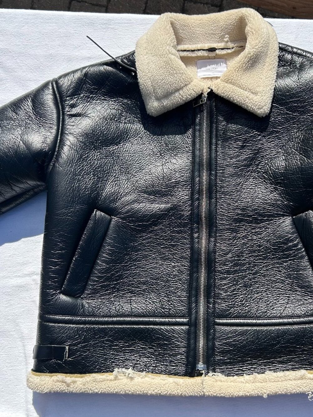 Faux leather biker coat